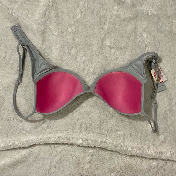 2 PINK Victoria’s Secret T Shirt Demi Bras Size 34C Pink Leopard Print & Gray - Picture 11 of 13